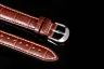 Brown Alligator Leather Strap | White Double Stitched