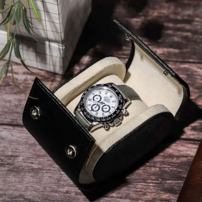 Grey Saffiano Watch Roll - Four Watches